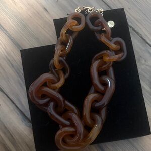 Chunky Tortoiseshell Link Necklace - Brown